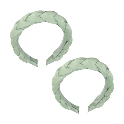 Braided Fabric Headband 2 Pack Wide Comfort Fit Soft Woven Hair Accessories