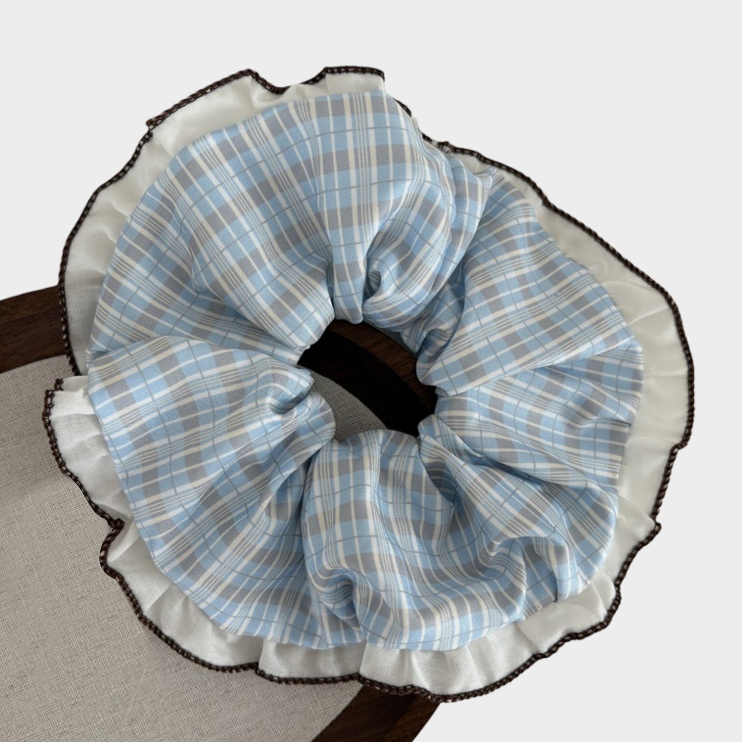 Womens Large Fabric Hair Scrunchies 3 Pack Soft Ruffled Elastic Hair Ties