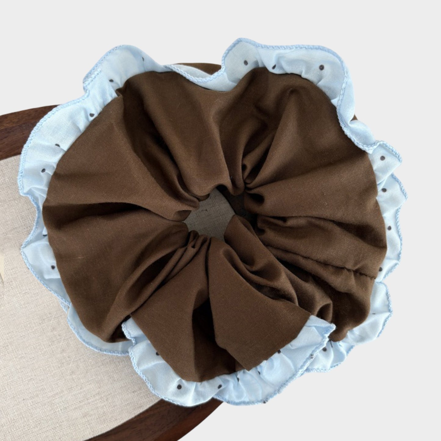 Womens Large Fabric Hair Scrunchies 3 Pack Soft Ruffled Elastic Hair Ties