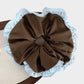 Womens Large Fabric Hair Scrunchies 3 Pack Soft Ruffled Elastic Hair Ties