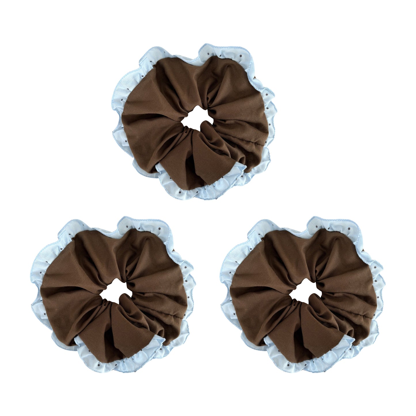 Womens Large Fabric Hair Scrunchies 3 Pack Soft Ruffled Elastic Hair Ties