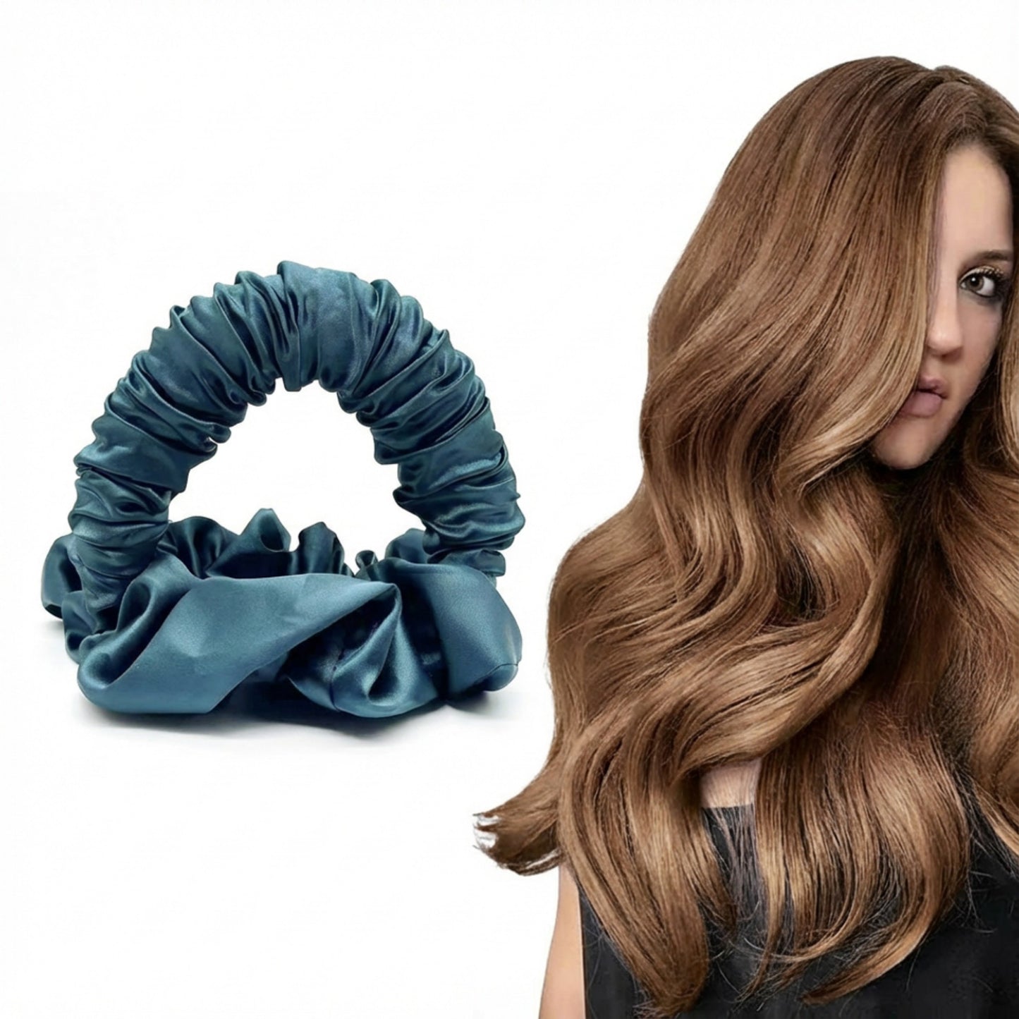 Heatless Curling Scrunchies 2-Piece Set Soft Satin Hair Curling Tool