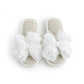 Open Toe Valentine Slide House Slippers with Sheer Bow Upper and Textured Footbed