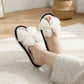 Open Toe Valentine Slide House Slippers with Sheer Bow Upper and Textured Footbed