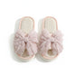 Open Toe Valentine Slide House Slippers with Sheer Bow Upper and Textured Footbed