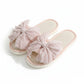 Open Toe Valentine Slide House Slippers with Sheer Bow Upper and Textured Footbed