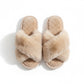 Plush Crisscross Valentine Slide House Slippers with Quilted Cushioned Footbed