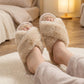 Plush Crisscross Valentine Slide House Slippers with Quilted Cushioned Footbed