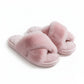 Plush Crisscross Valentine Slide House Slippers with Quilted Cushioned Footbed