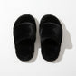 Plush Open Toe Slide House Slippers with Wide Soft Upper and Cushioned Footbed