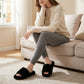 Plush Open Toe Slide House Slippers with Wide Soft Upper and Cushioned Footbed