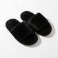 Plush Open Toe Slide House Slippers with Wide Soft Upper and Cushioned Footbed