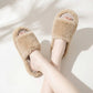 Plush Open Toe Slide House Slippers with Wide Soft Upper and Cushioned Footbed