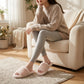 Plush Open Toe Slide House Slippers with Wide Soft Upper and Cushioned Footbed