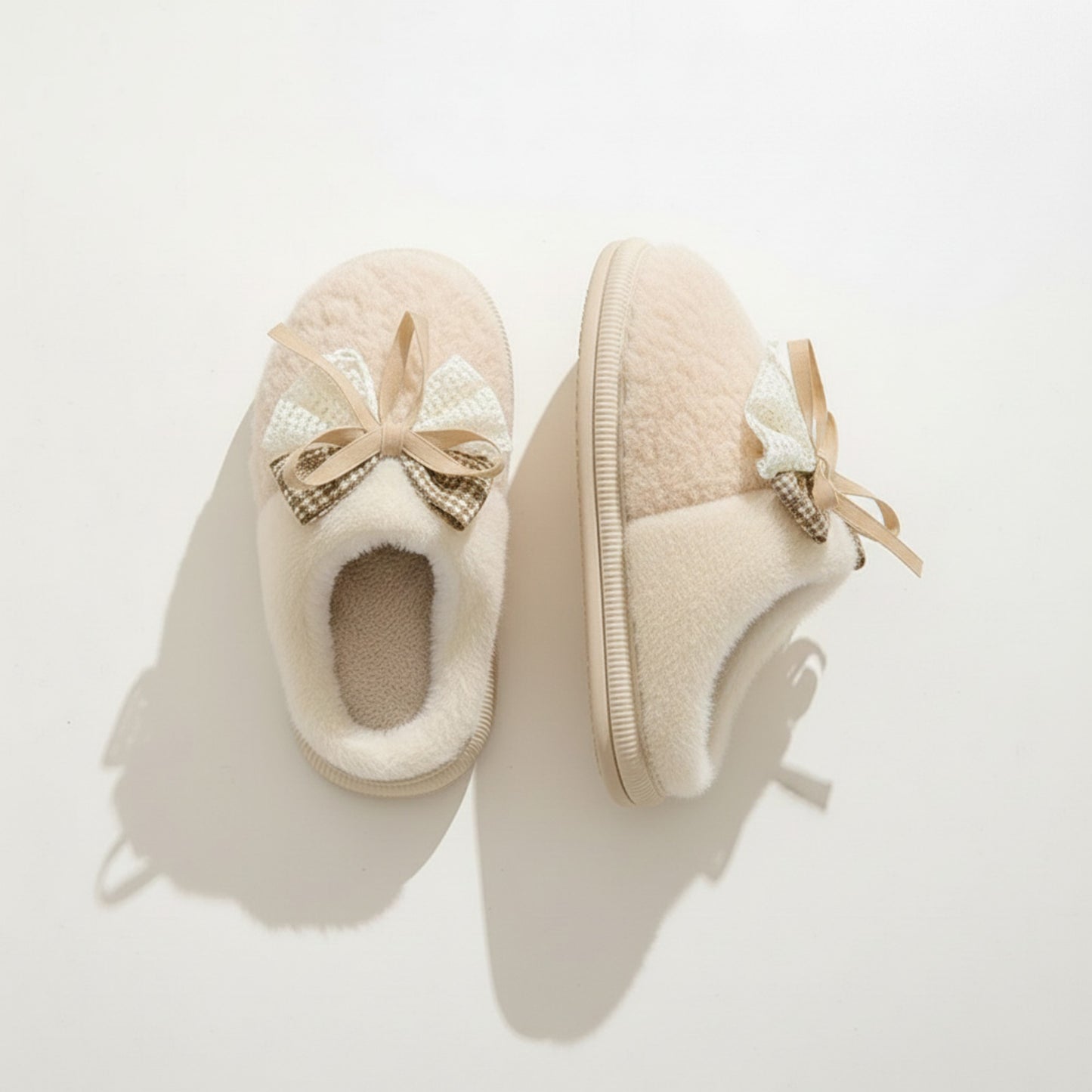Valentine Plush Closed Toe Mule House Slippers with Decorative Bow and Cushioned Sole