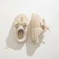Valentine Plush Closed Toe Mule House Slippers with Decorative Bow and Cushioned Sole