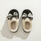 Valentine Plush Closed Toe Mule House Slippers with Decorative Bow and Cushioned Sole