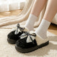 Valentine Plush Closed Toe Mule House Slippers with Decorative Bow and Cushioned Sole