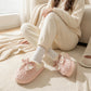 Valentine Plush Closed Toe Mule House Slippers with Decorative Bow and Cushioned Sole