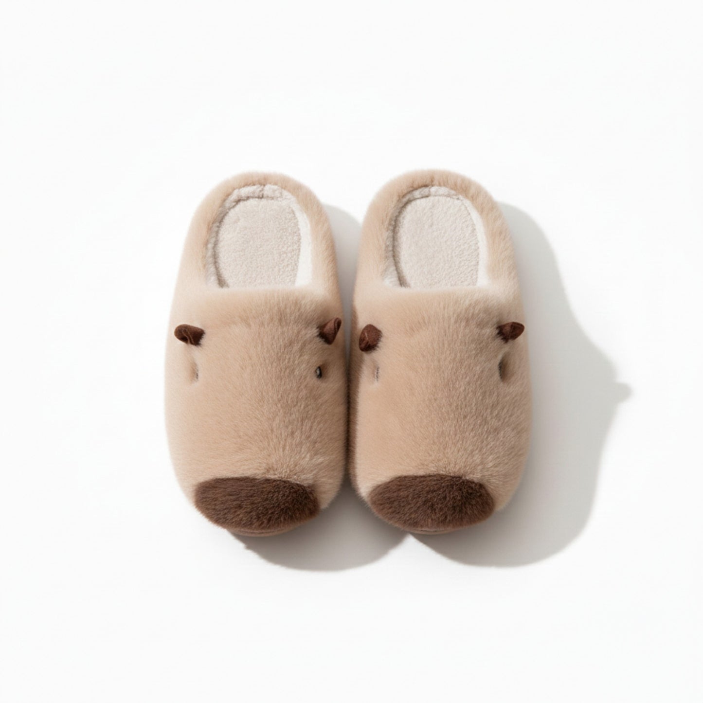 Plush Animal Slide House Slippers with Soft Sculpted Design and Cushioned Footbed