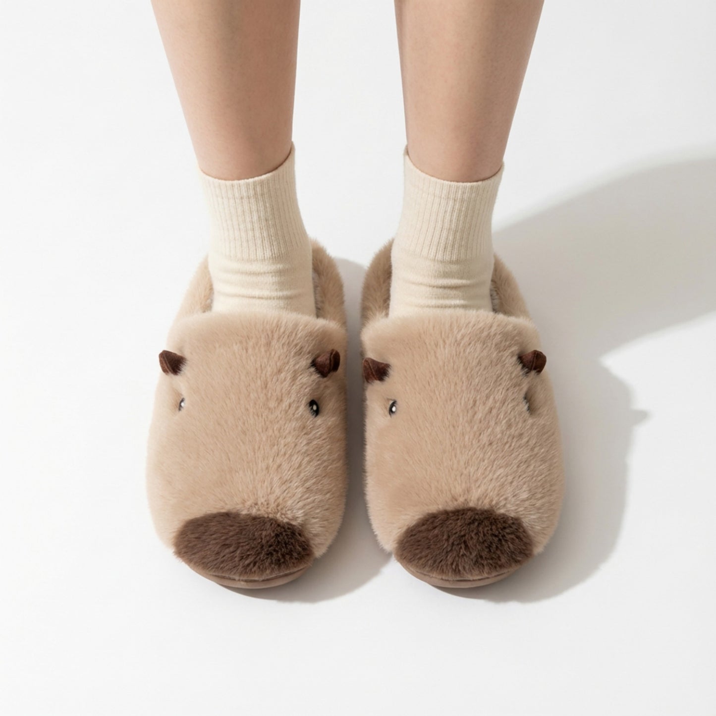 Plush Animal Slide House Slippers with Soft Sculpted Design and Cushioned Footbed