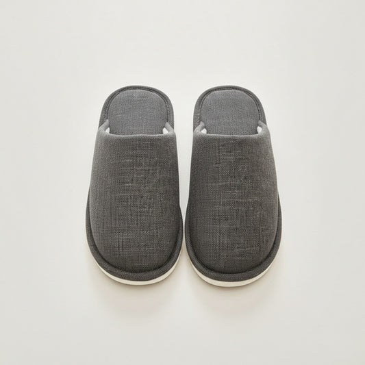 Closed Toe Slide House Slippers with Woven Texture Upper and Cushioned Footbed