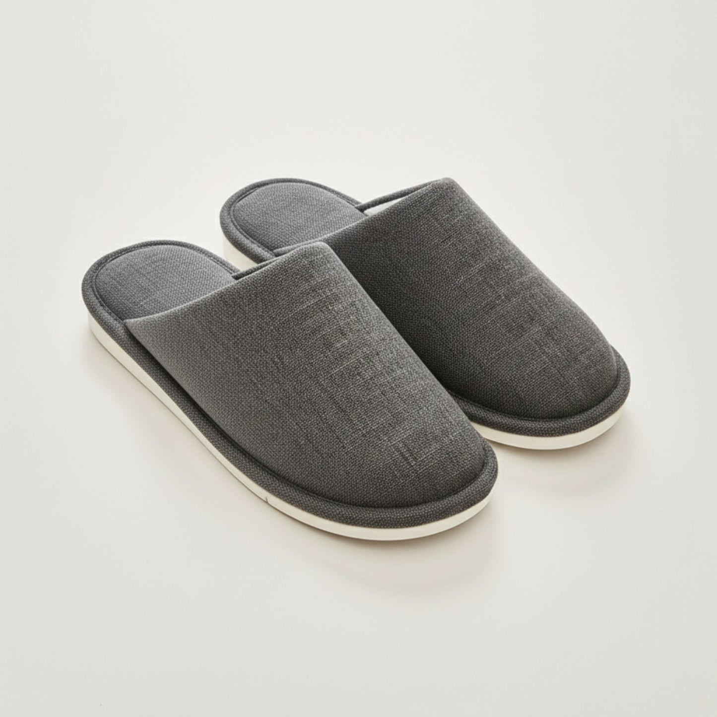 Closed Toe Slide House Slippers with Woven Texture Upper and Cushioned Footbed