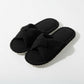 Ribbed Crisscross Slide House Slippers with Textured Knit Upper and Cushioned Footbed