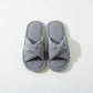 Ribbed Crisscross Slide House Slippers with Textured Knit Upper and Cushioned Footbed