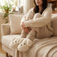 Plush Dog Mule House Slippers with Soft Sculpted Face and Cushioned Sole