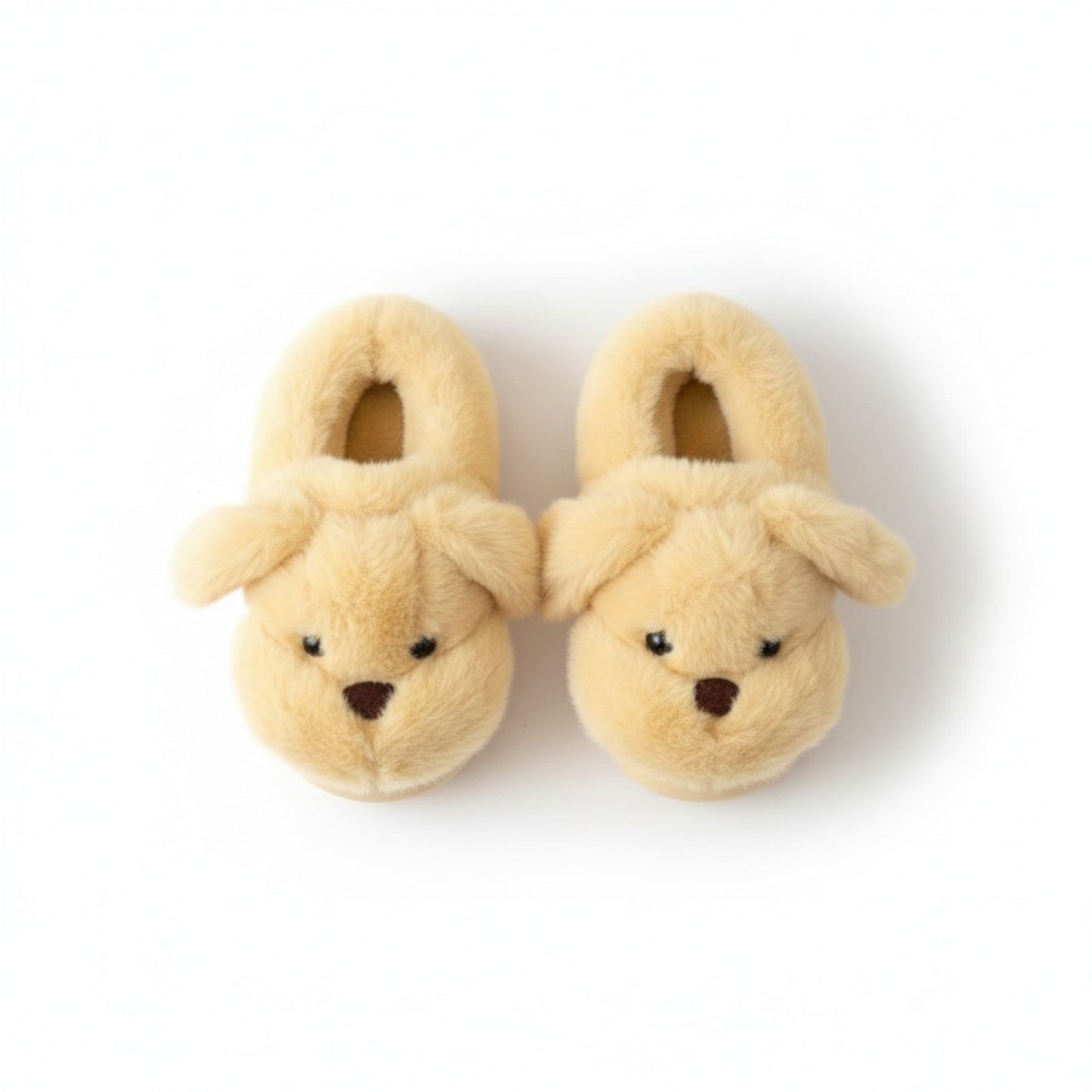 Plush Dog Mule House Slippers with Soft Sculpted Face and Cushioned Sole