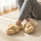 Plush Dog Mule House Slippers with Soft Sculpted Face and Cushioned Sole