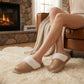Closed Toe Mule House Slippers with Smooth Upper and Plush Faux Shearling Trim