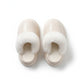 Closed Toe Mule House Slippers with Smooth Upper and Plush Faux Shearling Trim