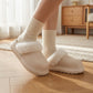 Closed Toe Mule House Slippers with Smooth Upper and Plush Faux Shearling Trim
