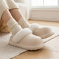 Closed Toe Mule House Slippers with Smooth Upper and Plush Faux Shearling Trim