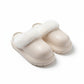 Closed Toe Mule House Slippers with Smooth Upper and Plush Faux Shearling Trim