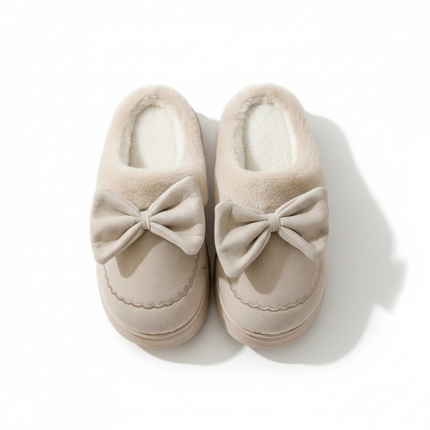 Closed Toe Mule House Slippers with Decorative Bow Detail and Cushioned Sole