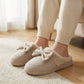 Closed Toe Mule House Slippers with Decorative Bow Detail and Cushioned Sole