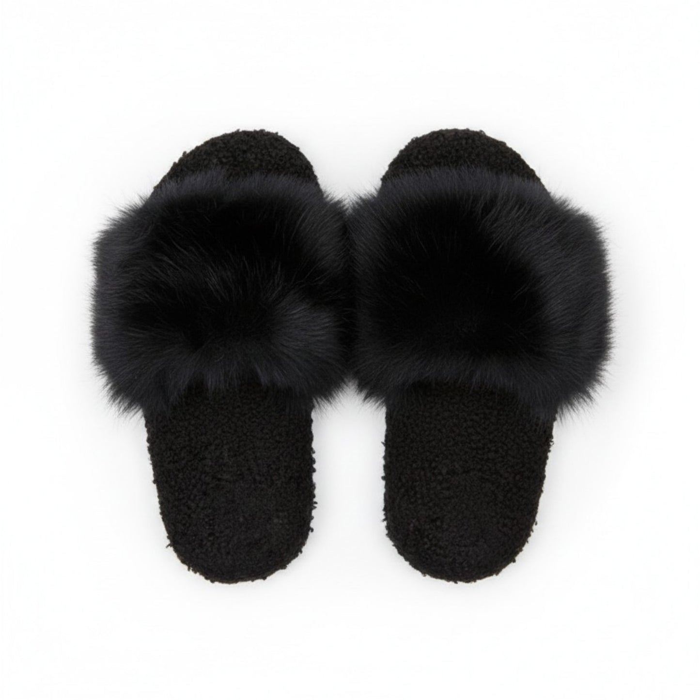 Plush Slide House Slippers with Oversized Faux Fur Upper and Soft Cushioned Footbed