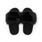 Plush Slide House Slippers with Oversized Faux Fur Upper and Soft Cushioned Footbed