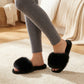 Plush Slide House Slippers with Oversized Faux Fur Upper and Soft Cushioned Footbed