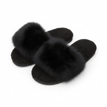 Plush Slide House Slippers with Oversized Faux Fur Upper and Soft Cushioned Footbed