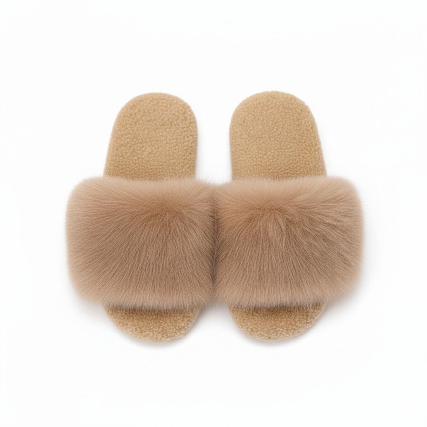 Plush Slide House Slippers with Oversized Faux Fur Upper and Soft Cushioned Footbed