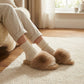 Plush Slide House Slippers with Oversized Faux Fur Upper and Soft Cushioned Footbed