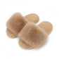 Plush Slide House Slippers with Oversized Faux Fur Upper and Soft Cushioned Footbed