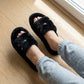 Valentine Plush Slide House Slippers with Embroidered Bow Detail and Soft Cushioned Footbed