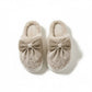 Plush Mule House Slippers with Valentine Oversized Bow Accent and Soft Cushioned Footbed