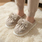 Plush Mule House Slippers with Valentine Oversized Bow Accent and Soft Cushioned Footbed