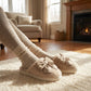 Plush Mule House Slippers with Valentine Oversized Bow Accent and Soft Cushioned Footbed